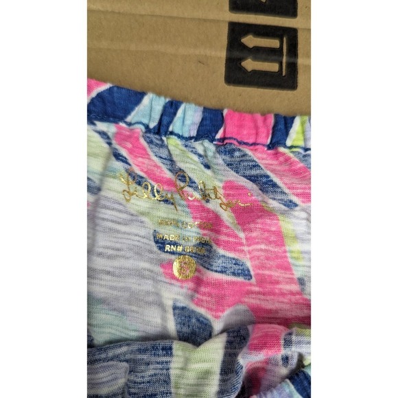 LILLY PULITZER Small Top Enna Off Shoulder Indigo‎ Stripes Boho Resort - Picture 5 of 9